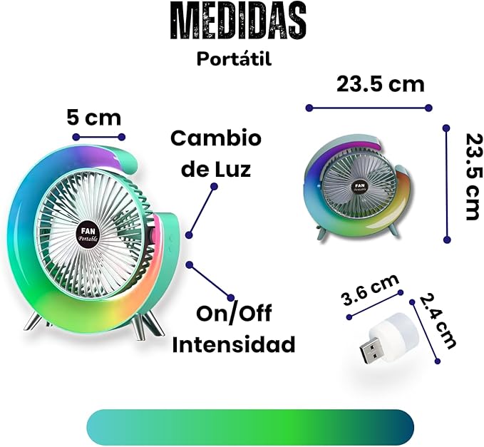 Ventilador Recargable LED