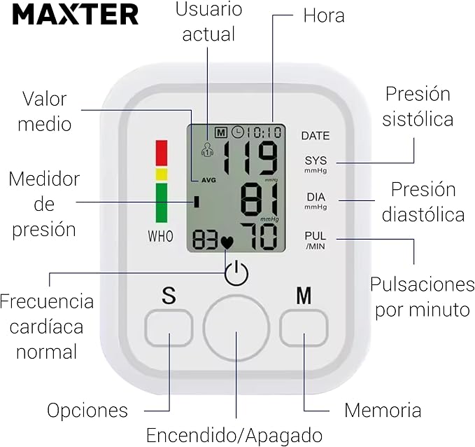 Medidor de presión con altavoz y memoria