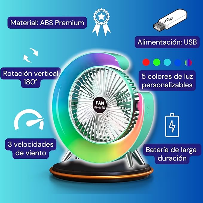 Ventilador Recargable LED
