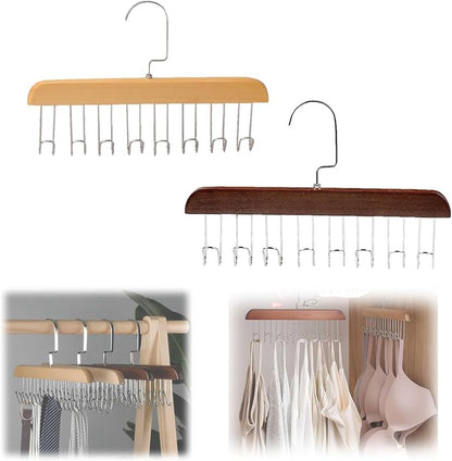 Pack (4) Perchas de Madera con 8 Ganchos