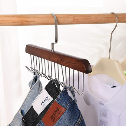 Pack (4) Perchas de Madera con 8 Ganchos