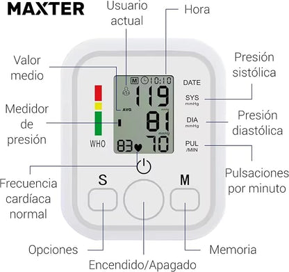 Medidor de presión con altavoz y memoria