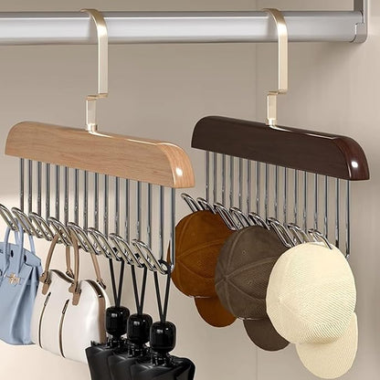 Pack (4) Perchas de Madera con 8 Ganchos