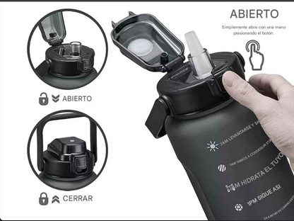 (3 Pack) de Botellas Deportivas - Black / Gold
